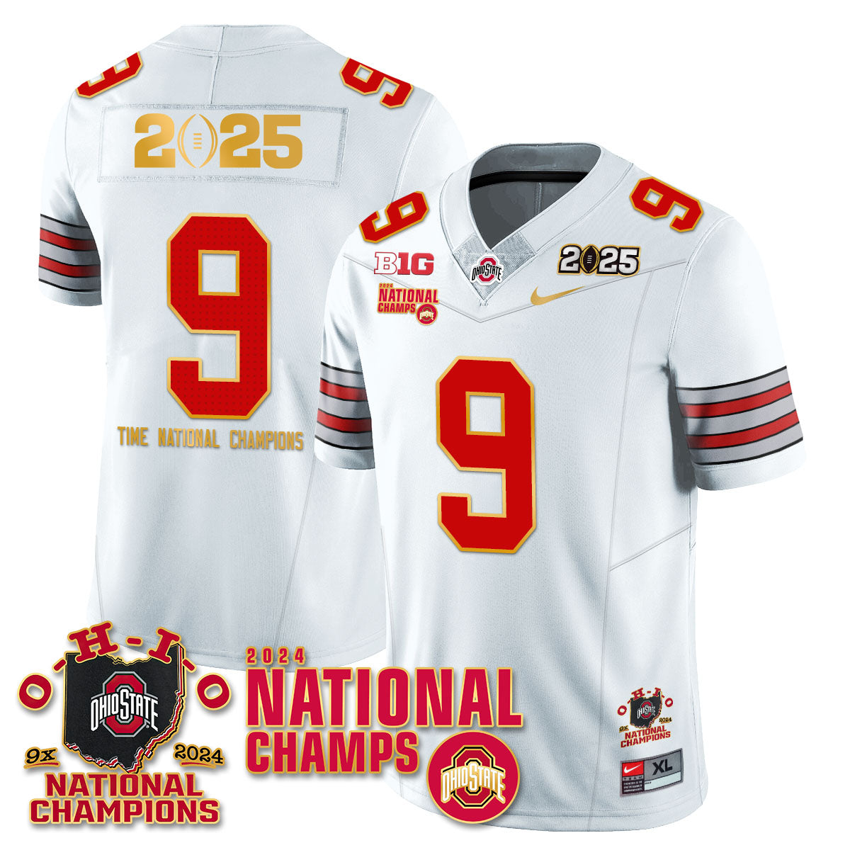 OSU 'Heritage Stripe' 2025 CFP Patch - National Champions Jersey N6 - All Stitched