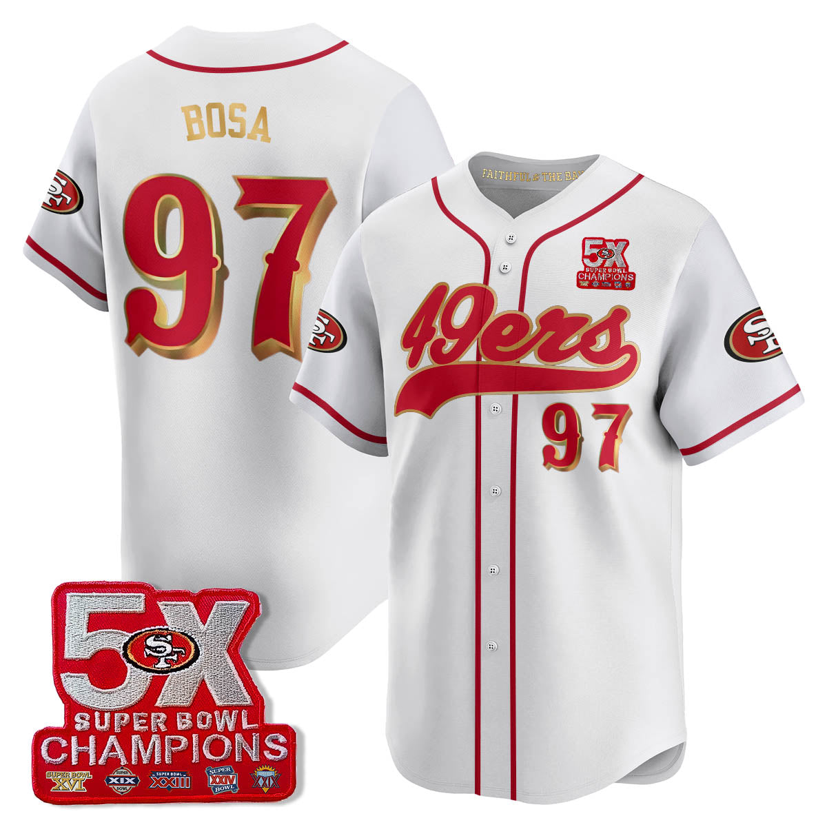 SF 5-Time Champions Patch Vapor Baseball Jersey - All Stitched