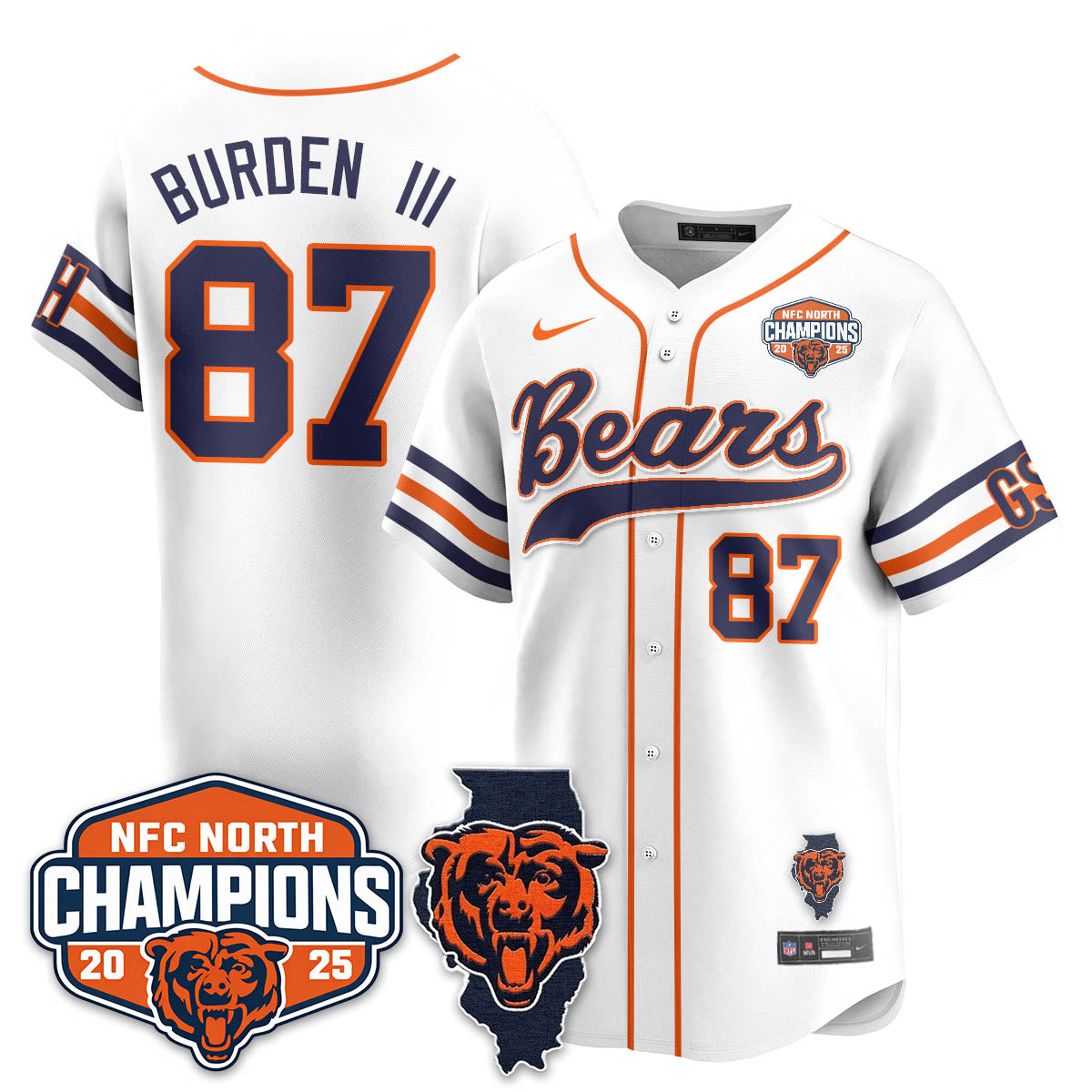 CHI  NFC North Division Champions Vapor Limited Baseball Jersey - All Stitched