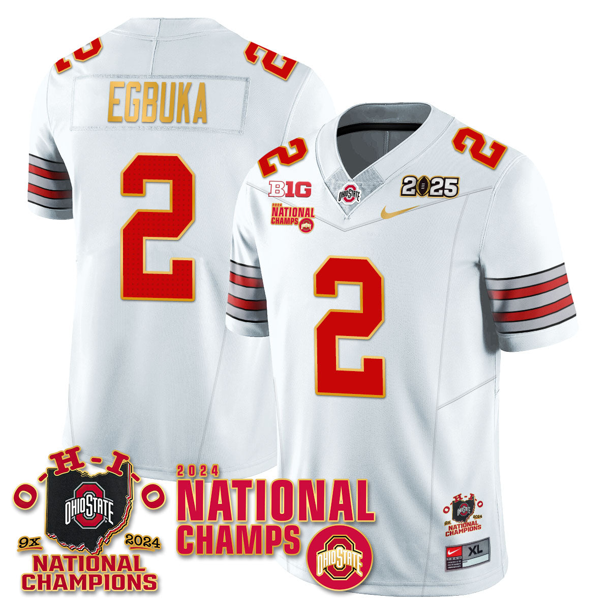 OSU 'Heritage Stripe' 2025 CFP Patch - National Champions Jersey N6 - All Stitched