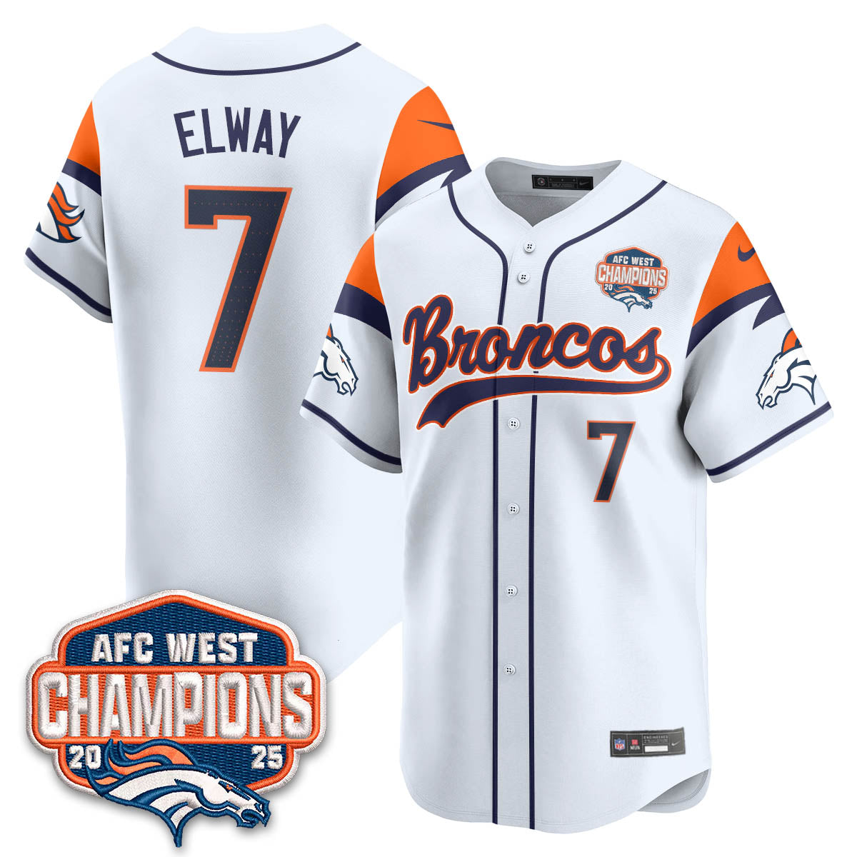 DEN AFC West Division Champions Limited Baseball Jersey - All Stitched