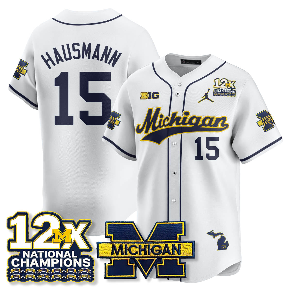MICH 12x-Time National Champions Baseball Limited Jersey - All Stitched