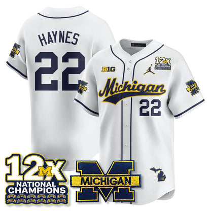 MICH 12x-Time National Champions Baseball Limited Jersey - All Stitched