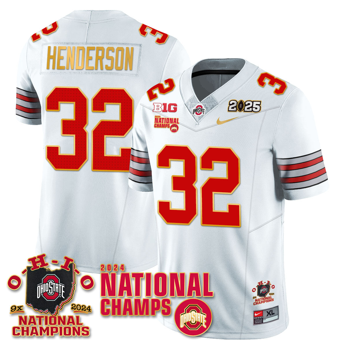 OSU 'Heritage Stripe' 2025 CFP Patch - National Champions Jersey N6 - All Stitched