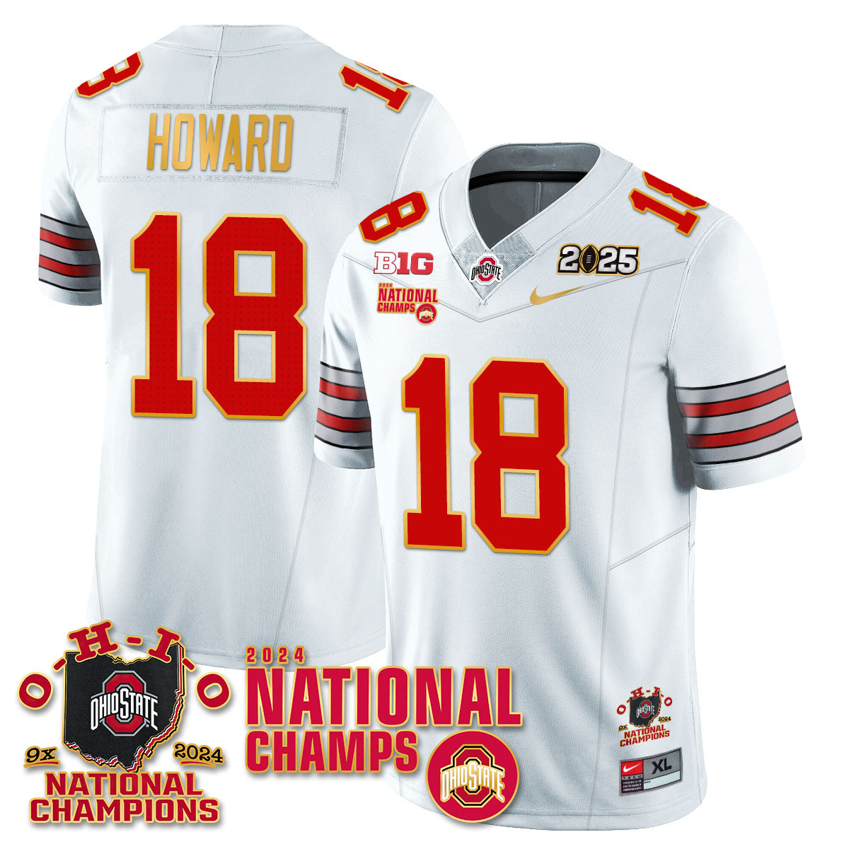 OSU 'Heritage Stripe' 2025 CFP Patch - National Champions Jersey N6 - All Stitched