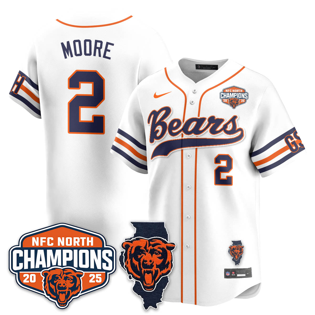 CHI  NFC North Division Champions Vapor Limited Baseball Jersey - All Stitched