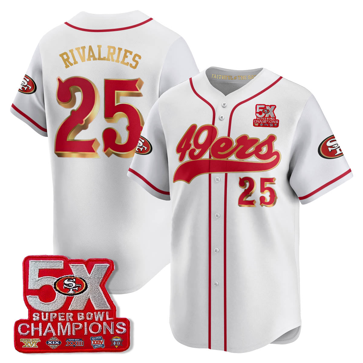 SF 5-Time Champions Patch Vapor Baseball Jersey - All Stitched