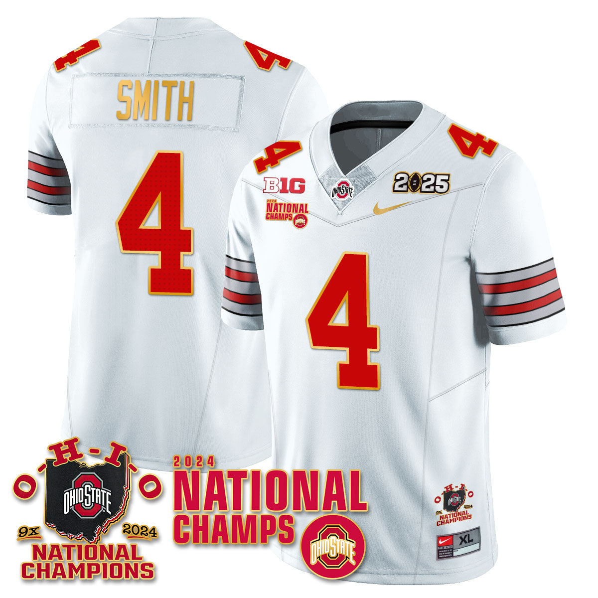 OSU 'Heritage Stripe' 2025 CFP Patch - National Champions Jersey N6 - All Stitched