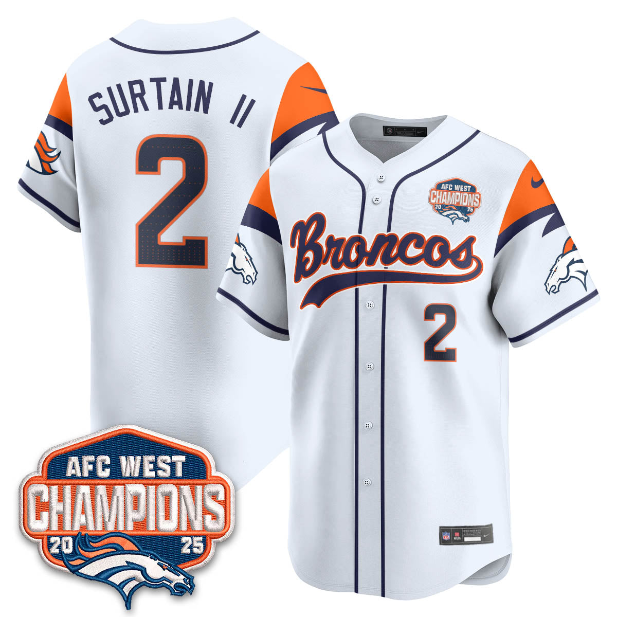 DEN AFC West Division Champions Limited Baseball Jersey - All Stitched