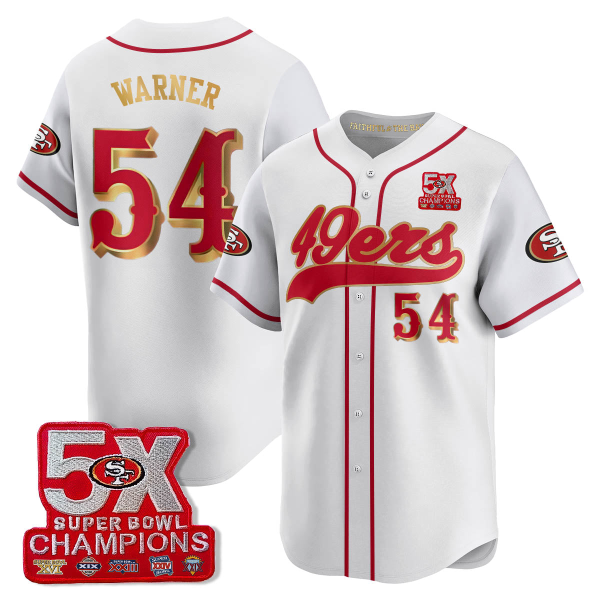 SF 5-Time Champions Patch Vapor Baseball Jersey - All Stitched