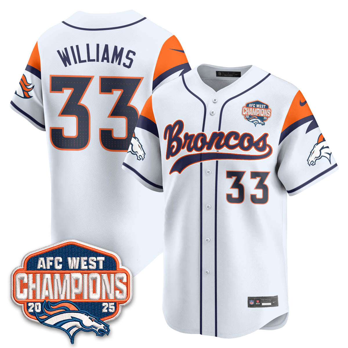 DEN AFC West Division Champions Limited Baseball Jersey - All Stitched