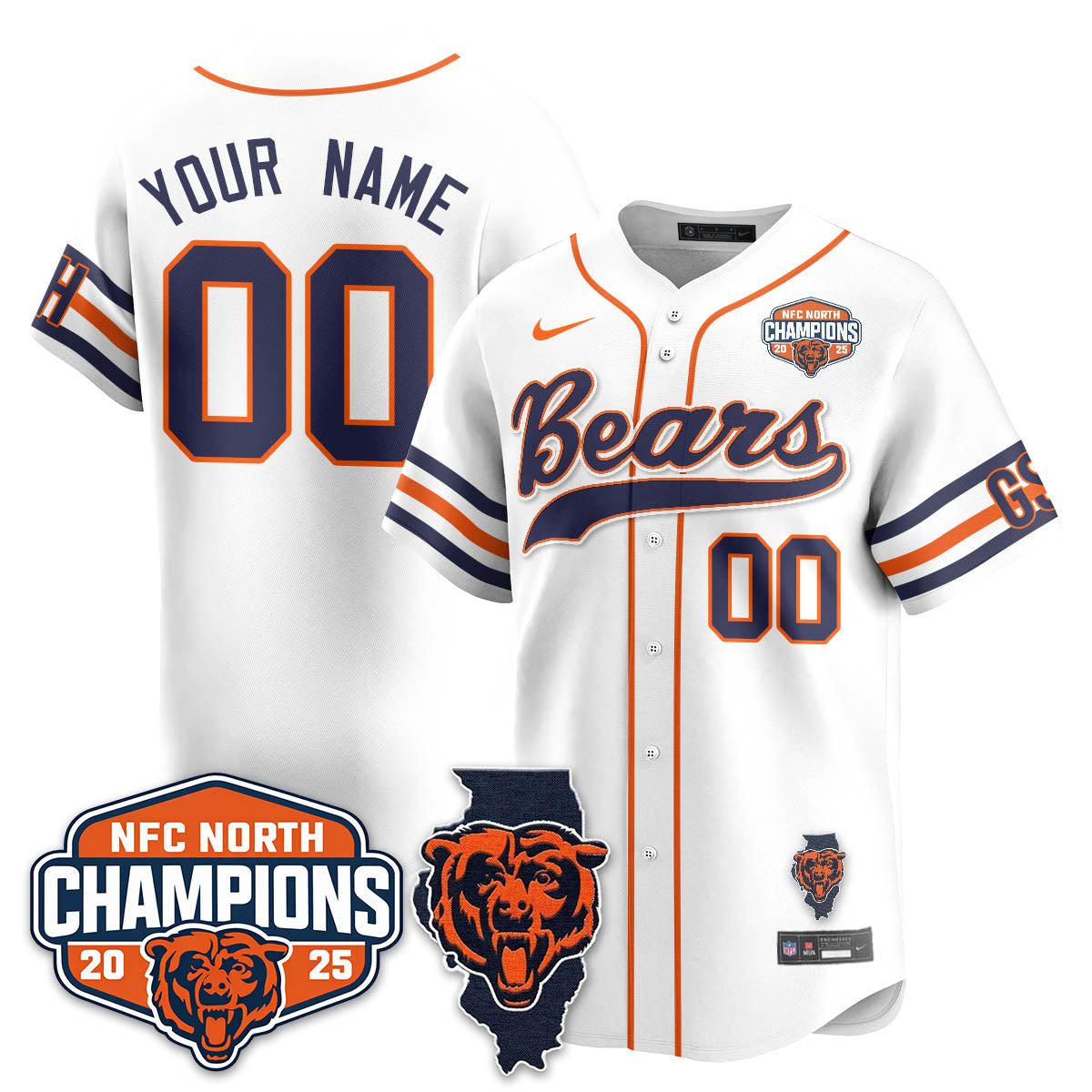 CHI  NFC North Division Champions Vapor Limited Baseball Jersey - All Stitched