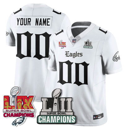 PHI 'Gothic Philly' LII-LIX Super Bowl Champions Vapor Limited Custom Jersey - All Stitched