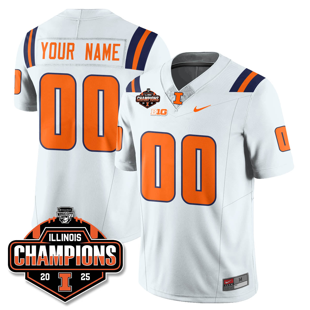 ILL Football 2025 Music City Bowl Champions Limited Custom Jersey - All Stitched