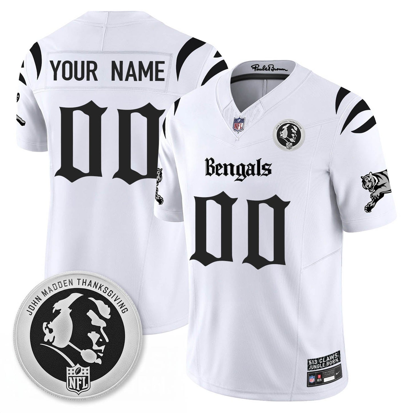 CIN Gothic Vapor Limited Custom Jersey - John Madden Patch - All Stitched