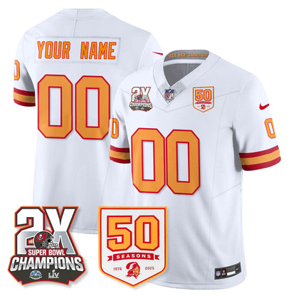 Custom TB 2-Time Champions Patch Throwback Vapor Limited Jersey - All Stitched