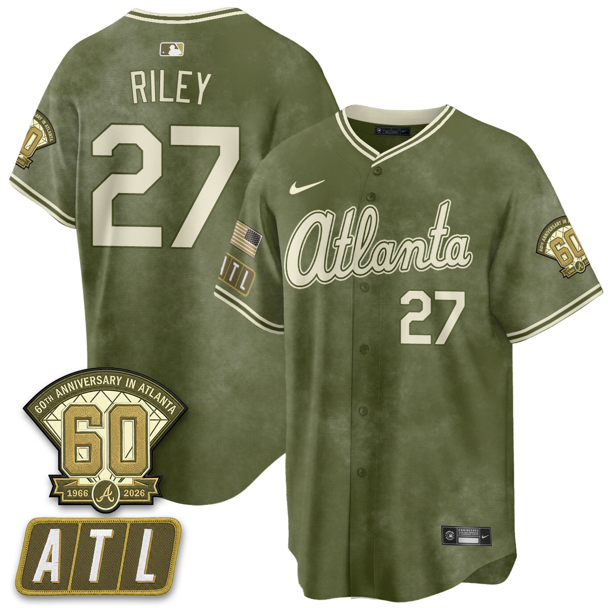 ATL New Era Olive 2026 Armed Forces Day Vapor Limited Jersey - All Stitched