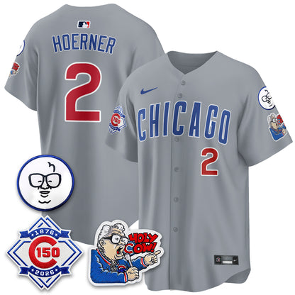 CHC 150th Anniversary Harry Caray Holy Cow Vapor Premier Limited Blue Jersey - All Stitched V2