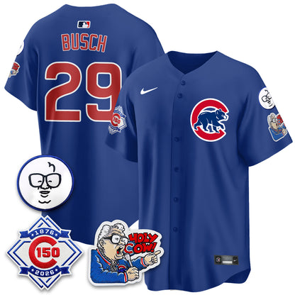 CHC 150th Anniversary Harry Caray Holy Cow Vapor Premier Limited Blue Jersey - All Stitched V2