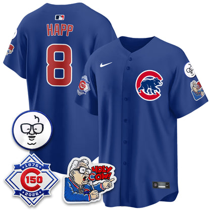 CHC 150th Anniversary Harry Caray Holy Cow Vapor Premier Limited Blue Jersey - All Stitched V2