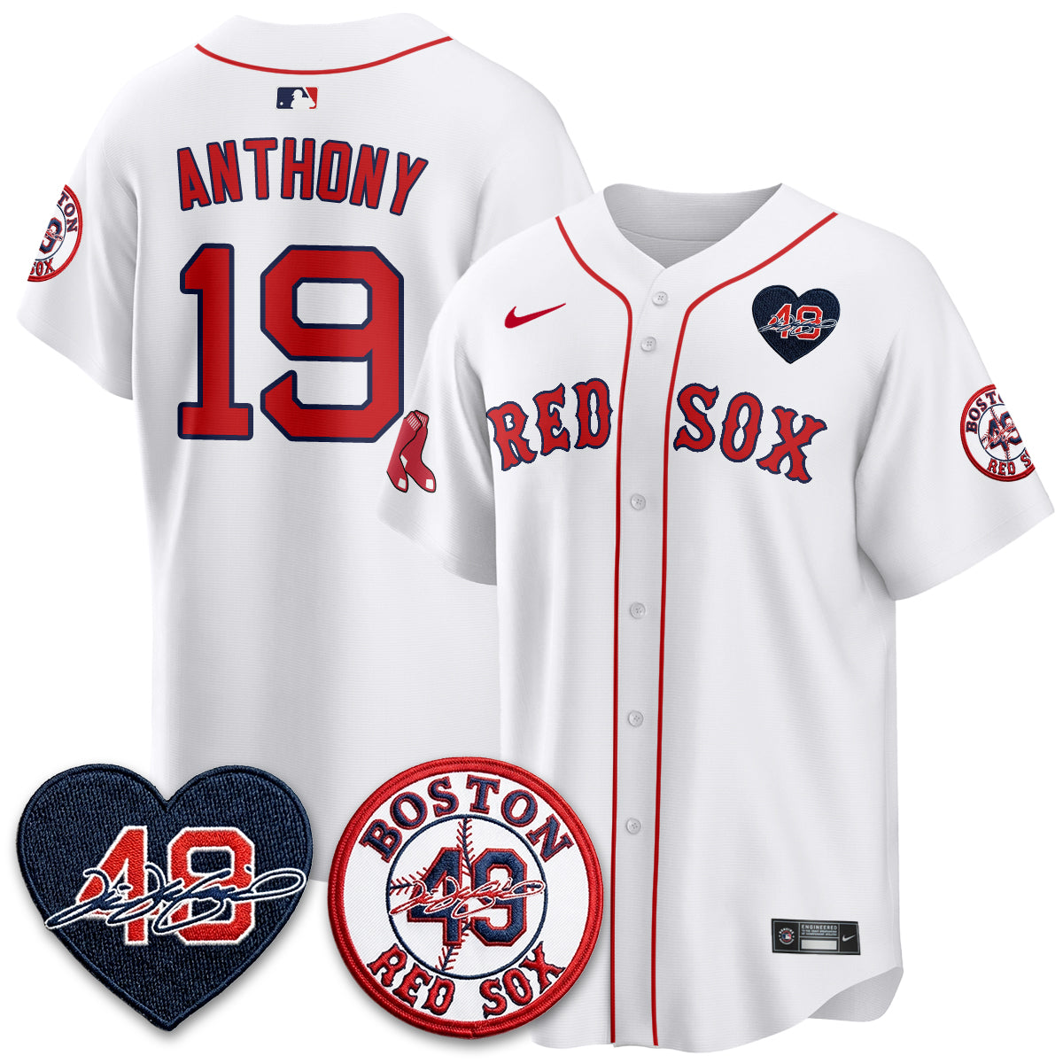 BOS Tim Wakefield Memorial Patch Vaper Premier Limited White Jersey - All Stitched