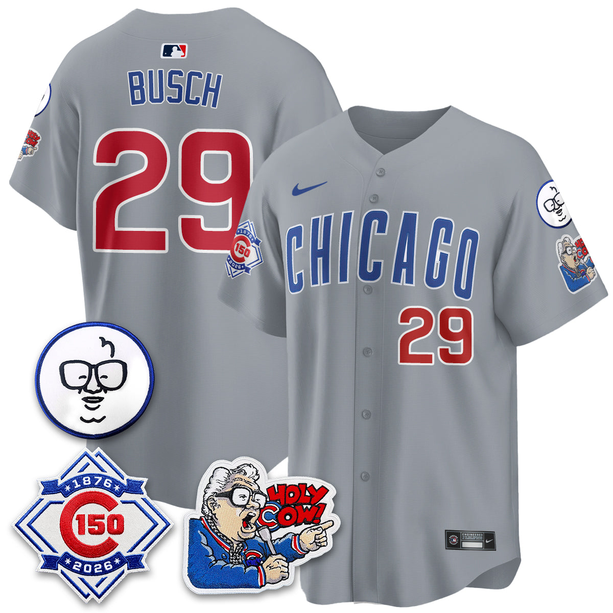 CHC 150th Anniversary Harry Caray Holy Cow Vapor Premier Limited Blue Jersey - All Stitched V2