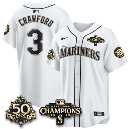 SEA Vapor Premier Limited Cream Jersey V2 - 50th Anniversary & AL West Division Champions - All Stitched