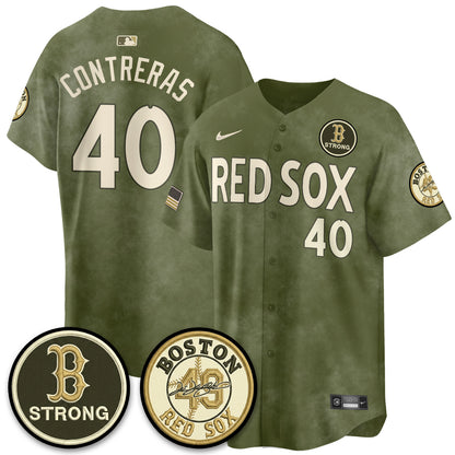 BOS New Era Olive 2026 Armed Forces Day Jersey - All Stitched