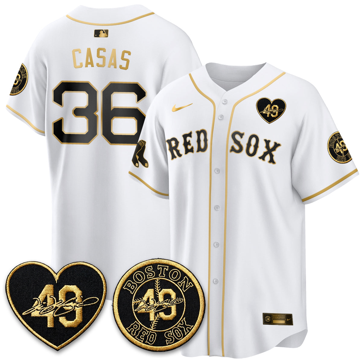 BOS Tim Wakefield Memorial Patch Vaper Premier Limited White Jersey - All Stitched
