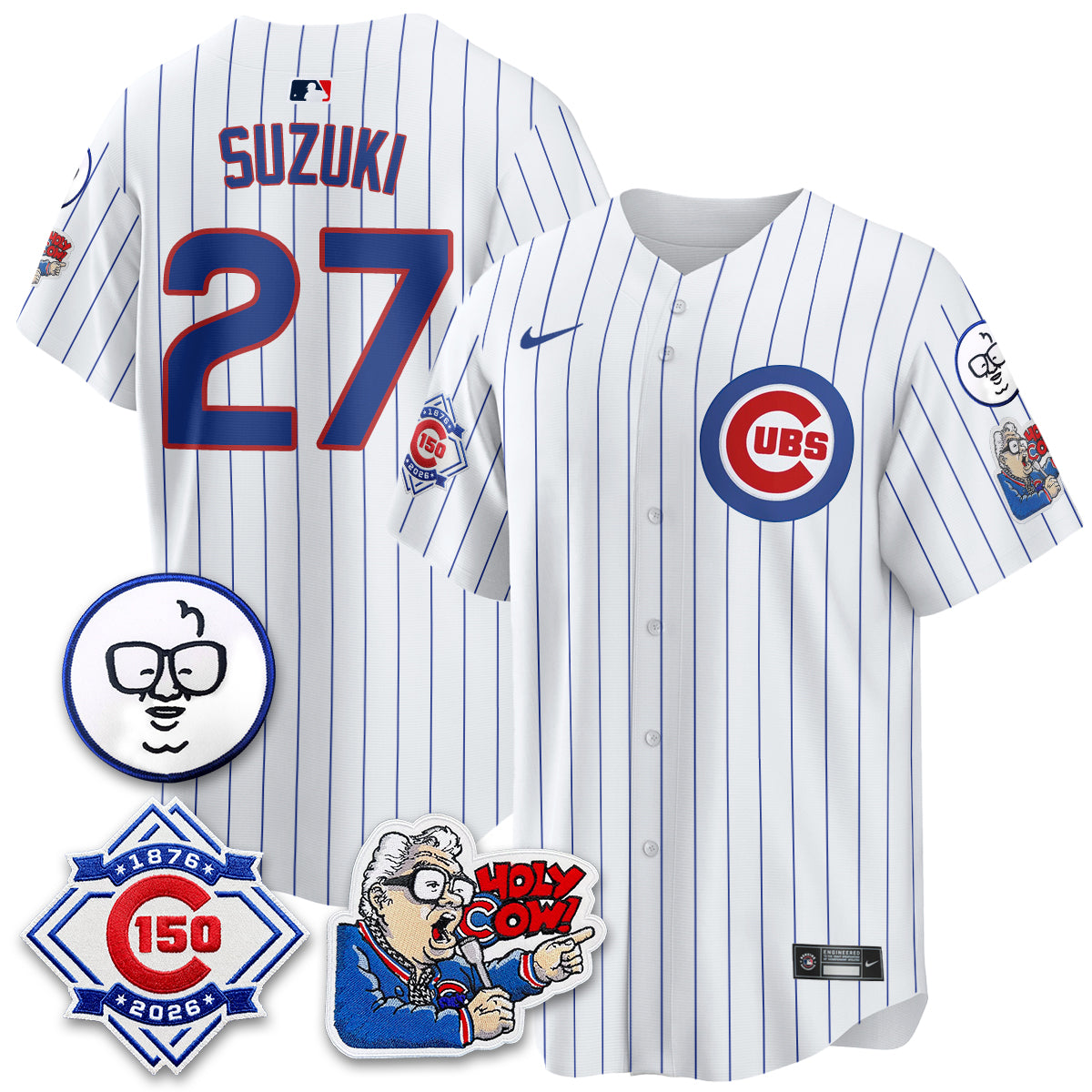 CHC 150th Anniversary Harry Caray Holy Cow Vapor Premier Limited Blue Jersey - All Stitched V2