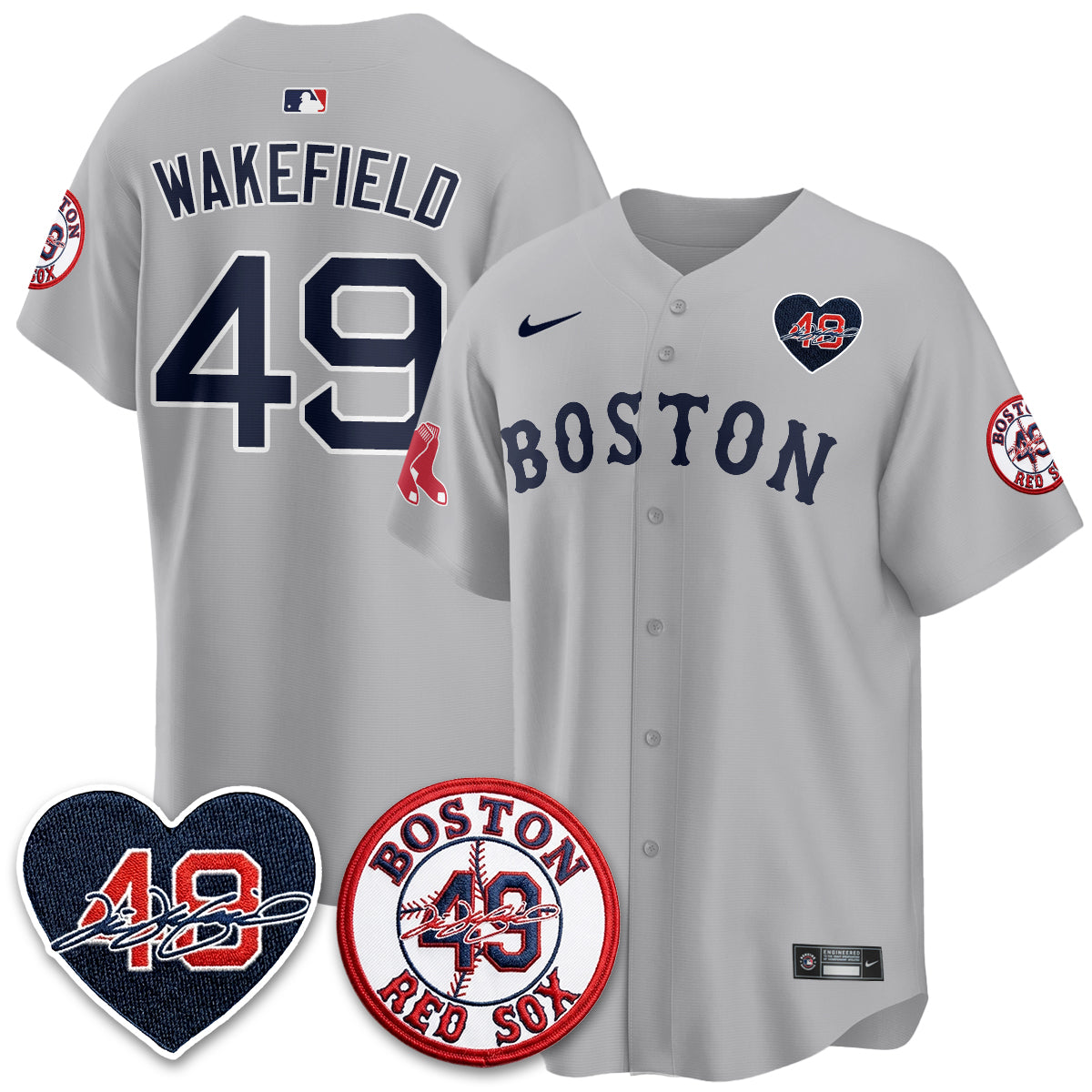 BOS Tim Wakefield Memorial Patch Vaper Premier Limited White Jersey - All Stitched