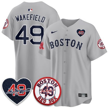 BOS Tim Wakefield Memorial Patch Vaper Premier Limited White Jersey - All Stitched