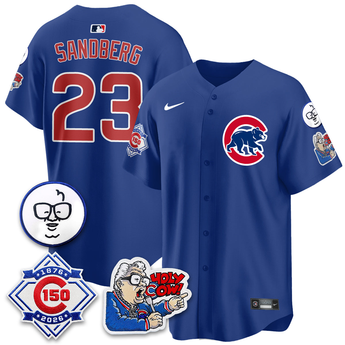 CHC 150th Anniversary Harry Caray Holy Cow Vapor Premier Limited Blue Jersey - All Stitched V2