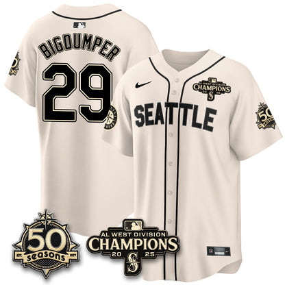 SEA Vapor Premier Limited Cream Jersey V2 - 50th Anniversary & AL West Division Champions - All Stitched
