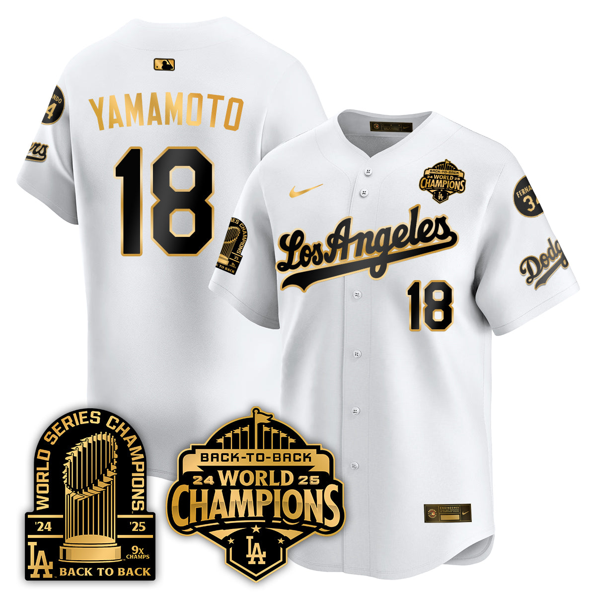 LAD Alternate Gold Vapor Limited Jersey - 9x Champs - All Stitched