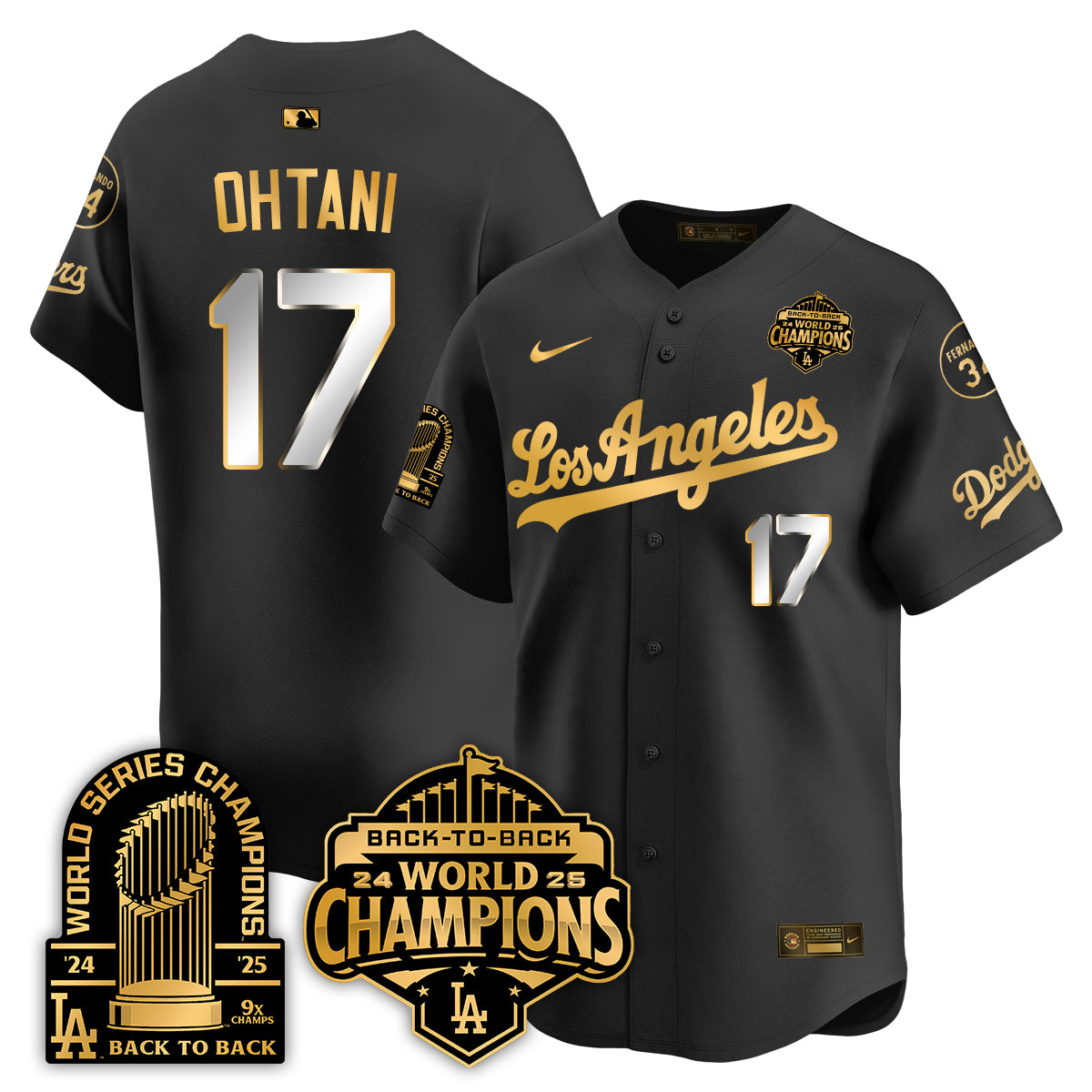LAD Alternate Gold Vapor Limited Jersey - 9x Champs - All Stitched