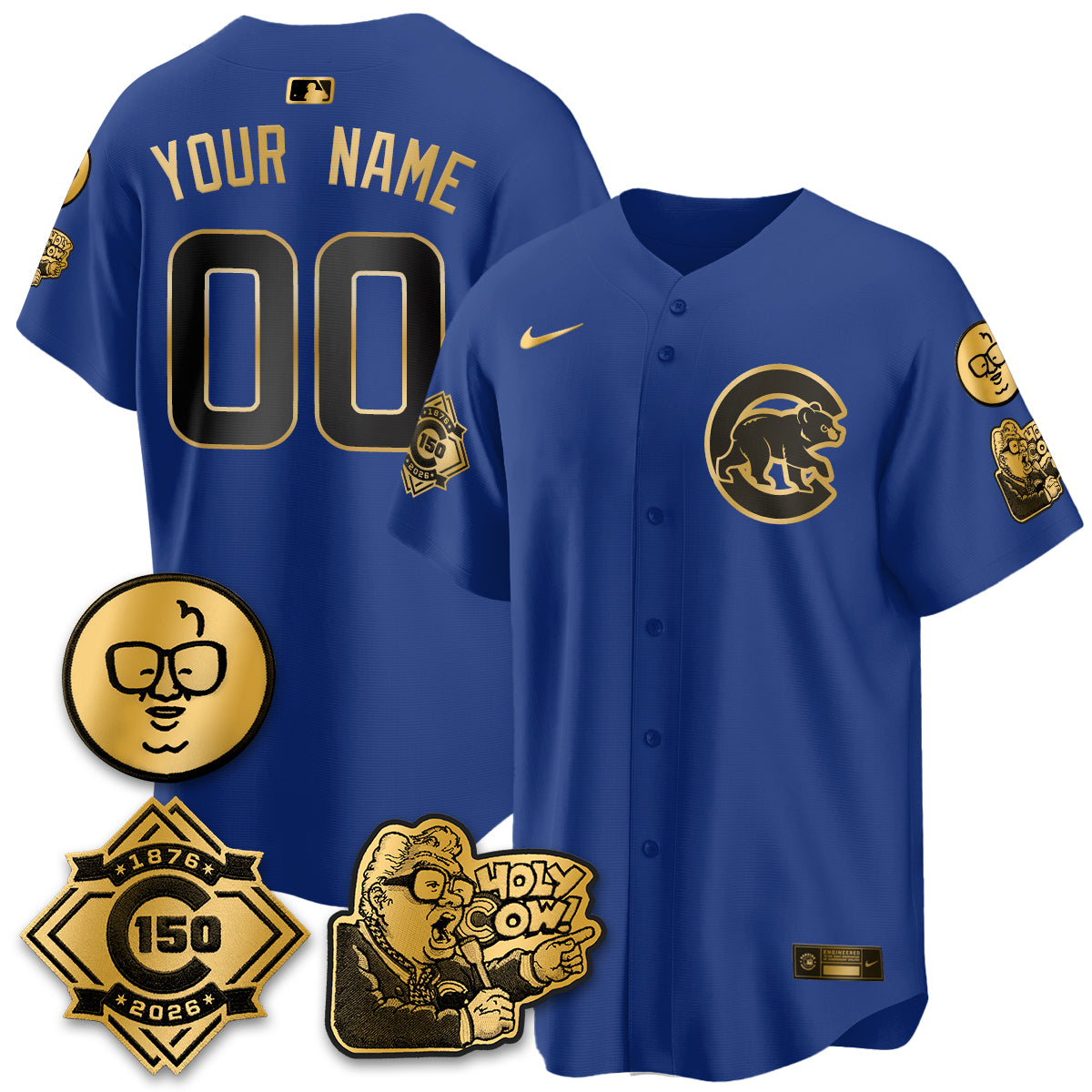 CHC 150th Anniversary Harry Caray Holy Cow Vapor Premier Limited Custom Jersey - All Stitched V3