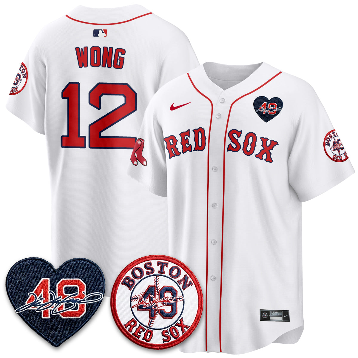 BOS Tim Wakefield Memorial Patch Vaper Premier Limited White Jersey - All Stitched