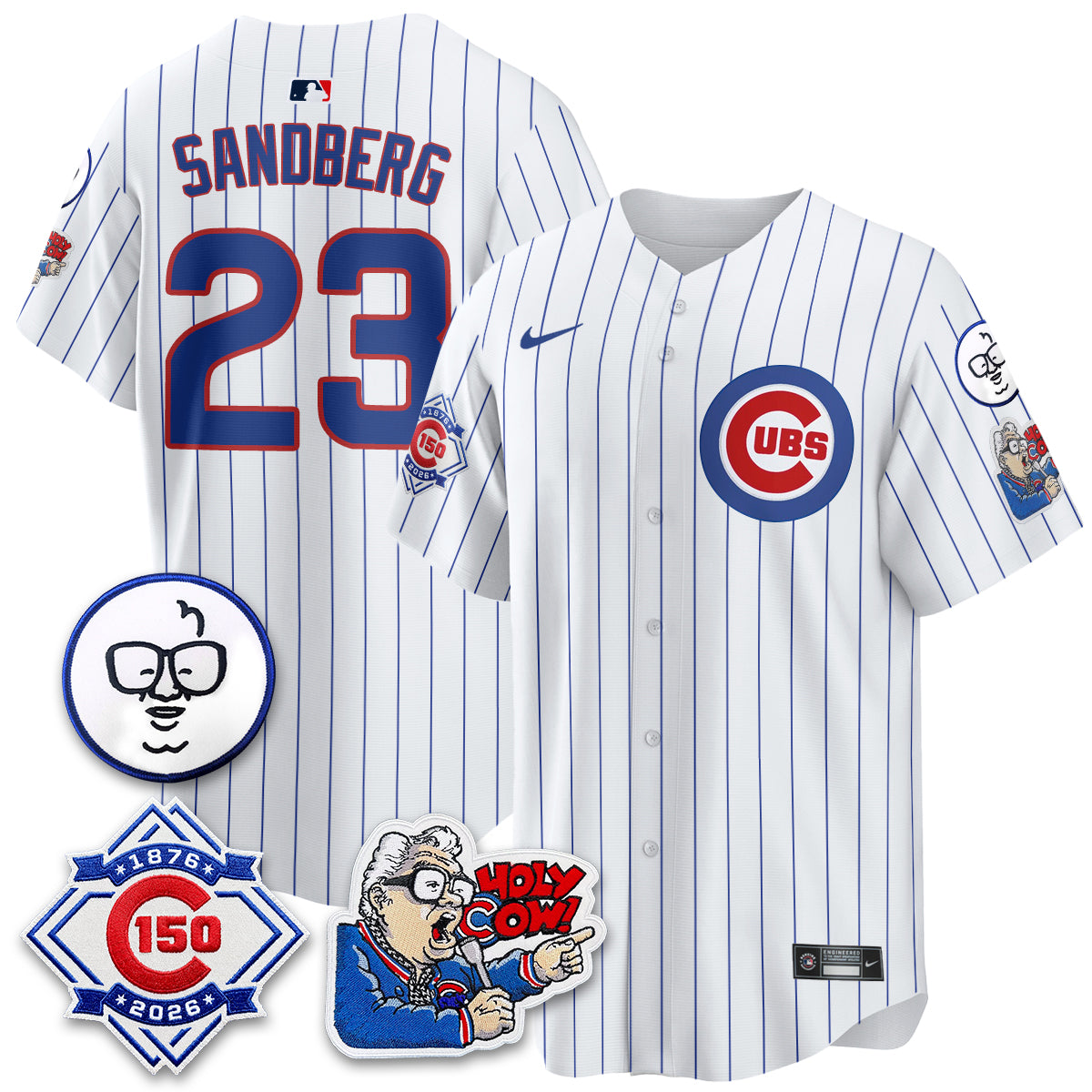 CHC 150th Anniversary Harry Caray Holy Cow Vapor Premier Limited Blue Jersey - All Stitched V2