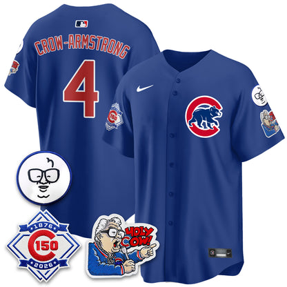 CHC 150th Anniversary Harry Caray Holy Cow Vapor Premier Limited Blue Jersey - All Stitched V2