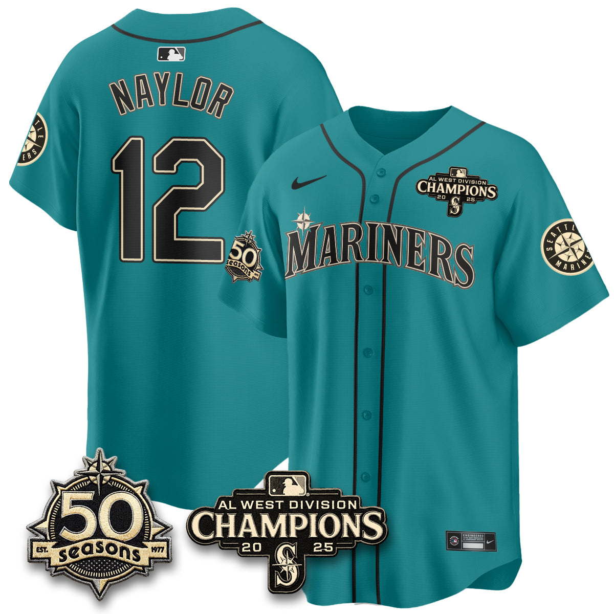 SEA Vapor Premier Limited Cream Jersey V2 - 50th Anniversary & AL West Division Champions - All Stitched