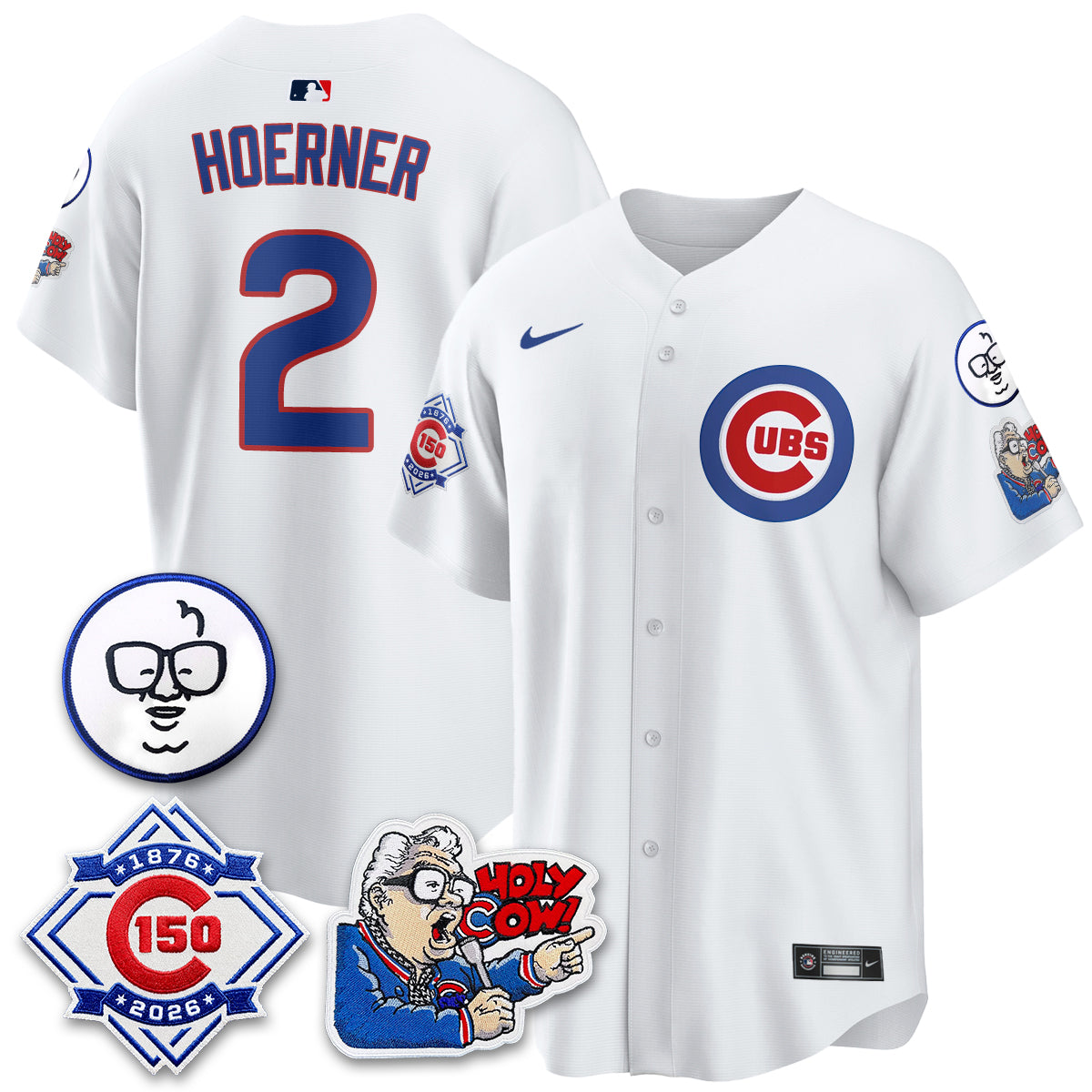 CHC 150th Anniversary Harry Caray Holy Cow Vapor Premier Limited Blue Jersey - All Stitched V2