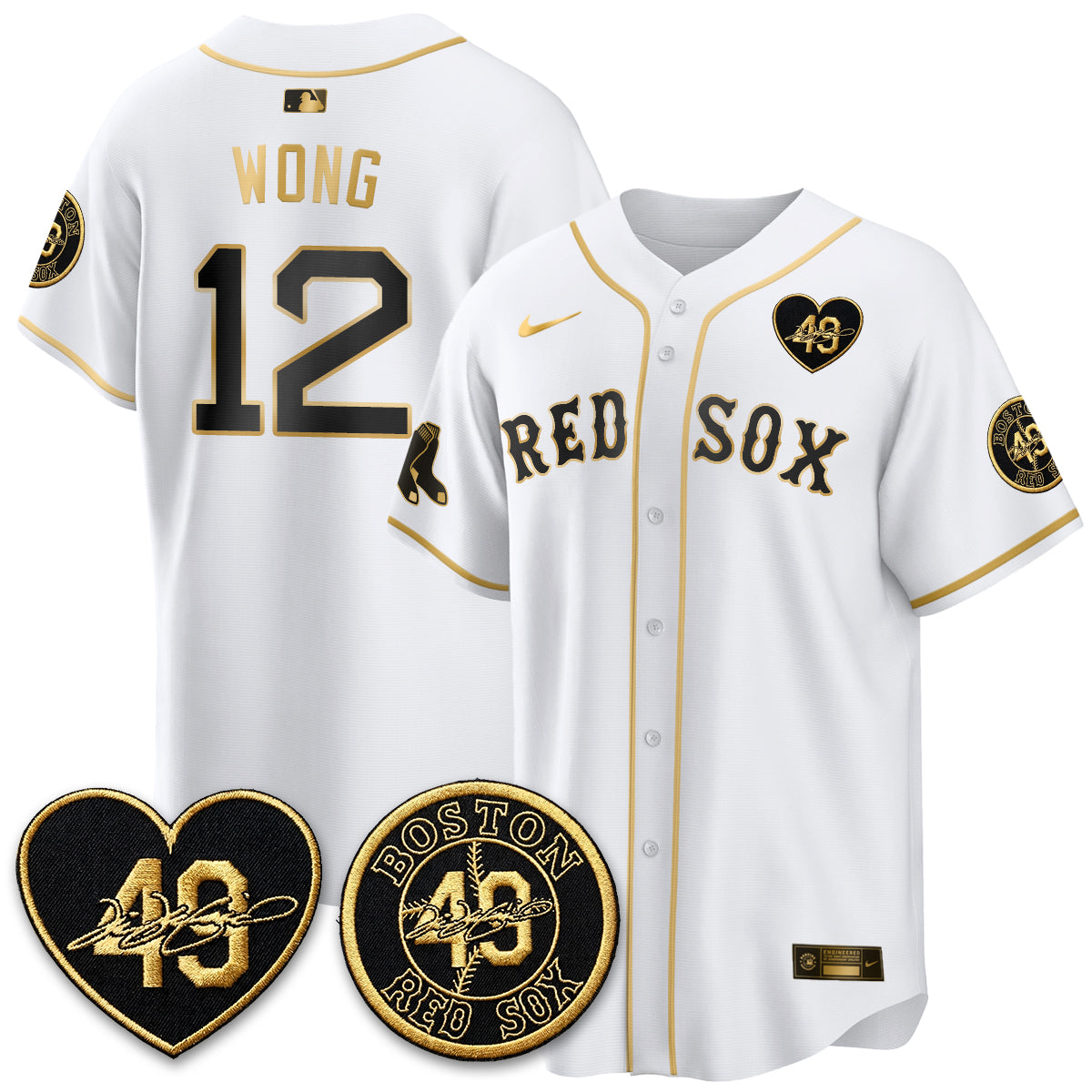 BOS Tim Wakefield Memorial Patch Vaper Premier Limited White Jersey - All Stitched