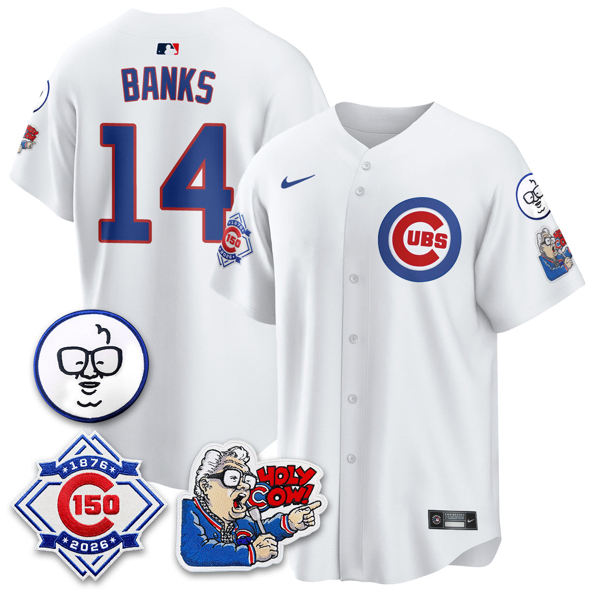 CHC 150th Anniversary Harry Caray Holy Cow Vapor Premier Limited Blue Jersey - All Stitched V2
