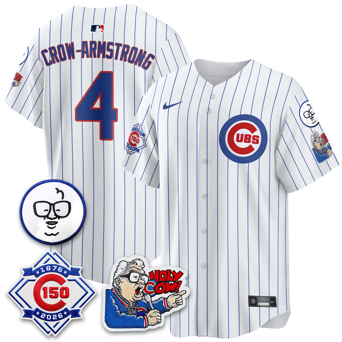 CHC 150th Anniversary Harry Caray Holy Cow Vapor Premier Limited Blue Jersey - All Stitched V2