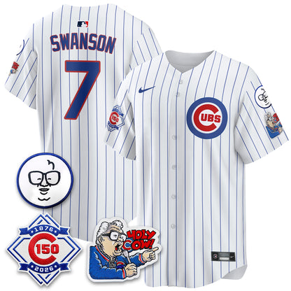 CHC 150th Anniversary Harry Caray Holy Cow Vapor Premier Limited Blue Jersey - All Stitched V2