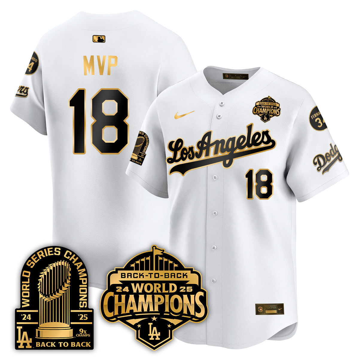 LAD Alternate Gold Vapor Limited Jersey - 9x Champs - All Stitched