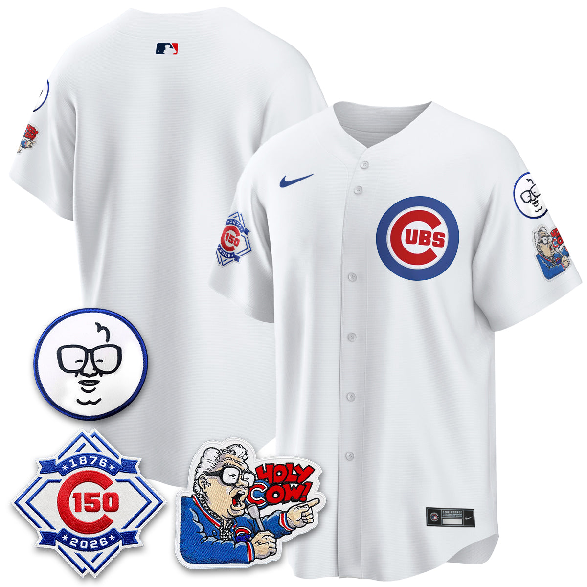 CHC 150th Anniversary Harry Caray Holy Cow Vapor Premier Limited Blue Jersey - All Stitched V2