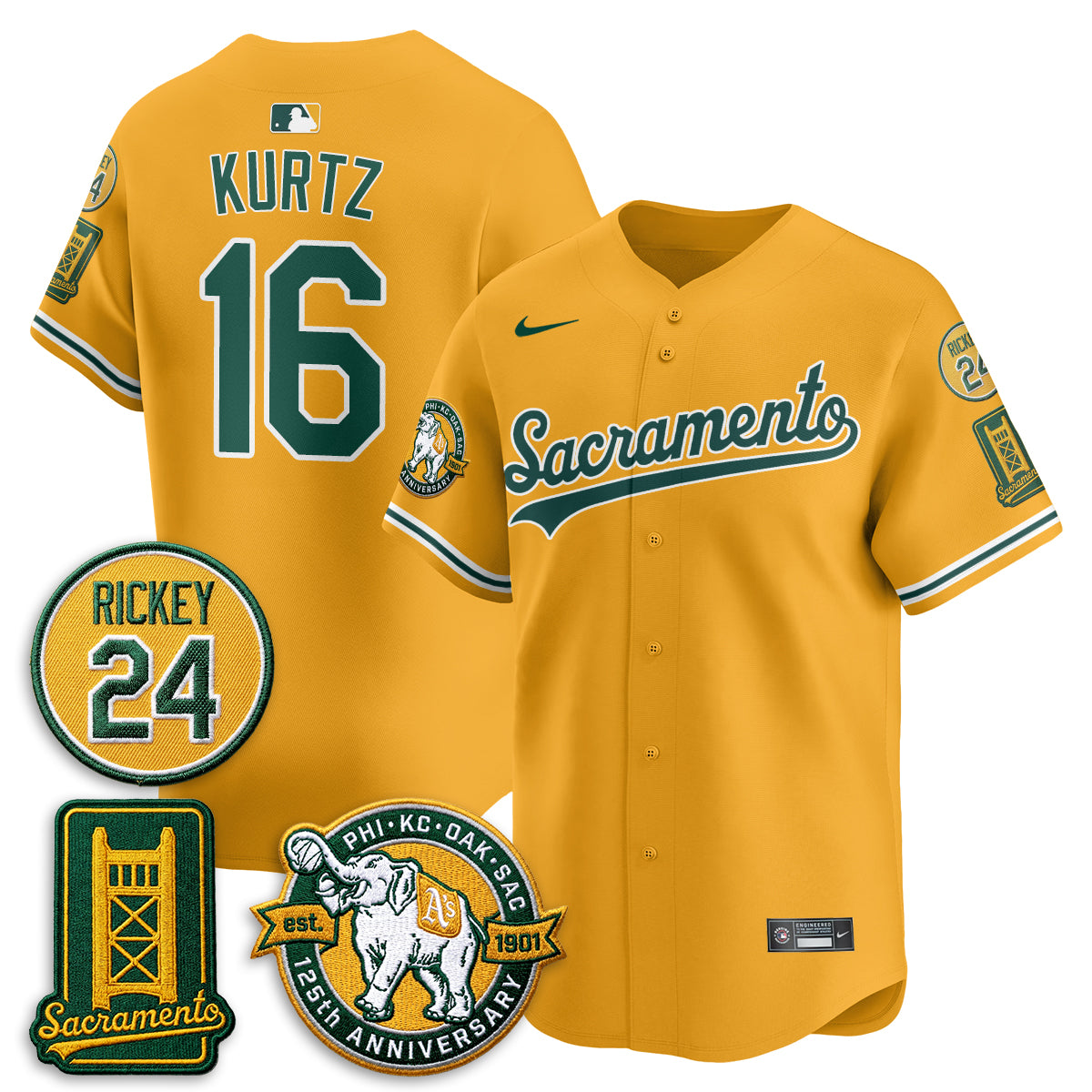 OAK 2026 Alternate Sacramento 125 Years Patch Limited Jersey - All Stitched