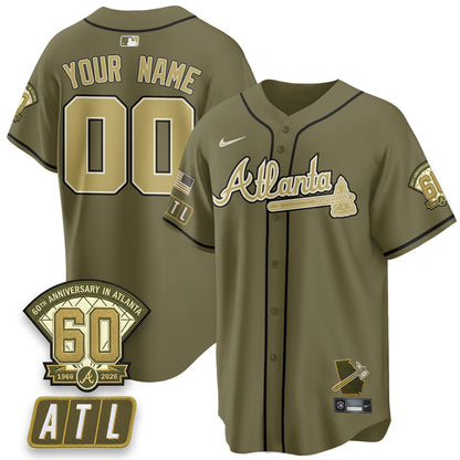 ATL New Era Olive 2026 Armed Forces Day Vapor Limited Custom Jersey - All Stitched